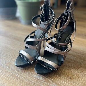 Rock & Republic Black and Strappy Chain Heels